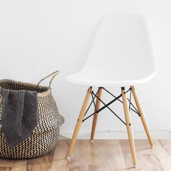 White and wood chair